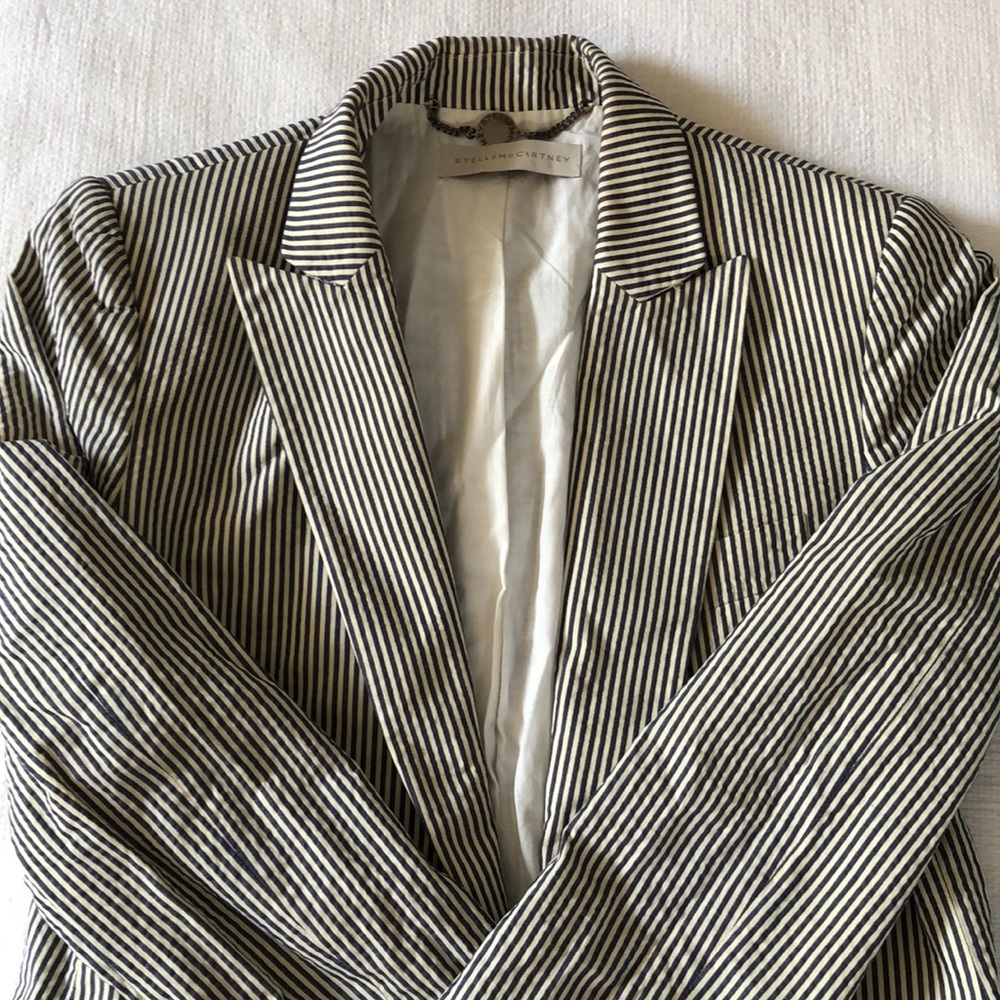 Stella McCartney Black and White Pinstripe Blazer
